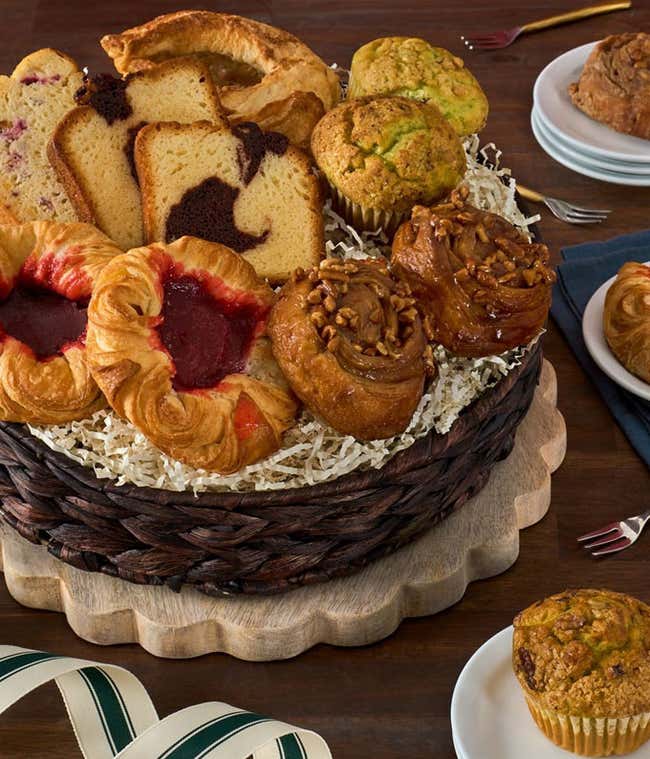 Breakfast gift delivery with package mix, coffee, syrup and more. 